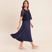 Robe 2 en 1 pliss&eacute;e col rond bleu marine femme