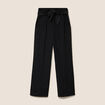 Pantalon satin&eacute; coupe droite noir femme
