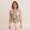 Chemise manches courtes nouée multicolore femme
