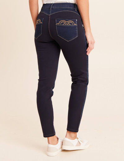 Jean coupe ajust&eacute;e effet bi-mati&egrave;re denim brut femme