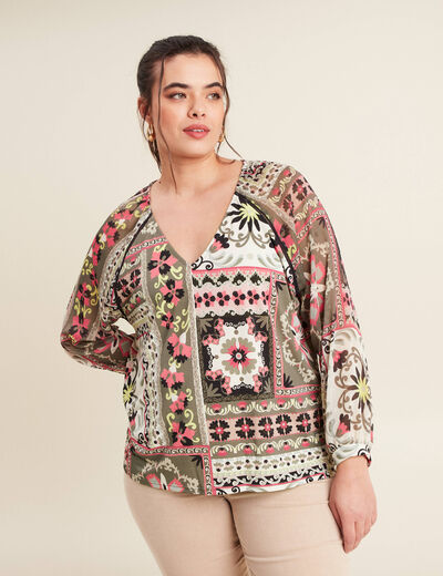 T-shirt manches 3/4 multicolore femme