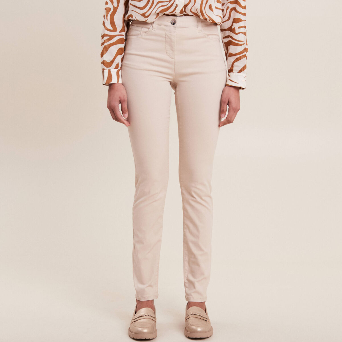 Pantalon magique ajusté taille standard ecru femme