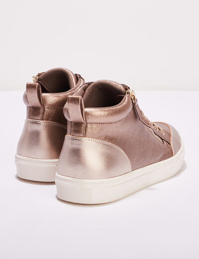 Baskets montantes métallisées rose clair femme