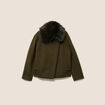 Manteau manches longues col fourrure vert kaki femme