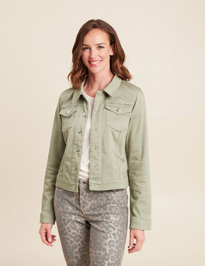 veste cintrée réversible sans col vert olive femme