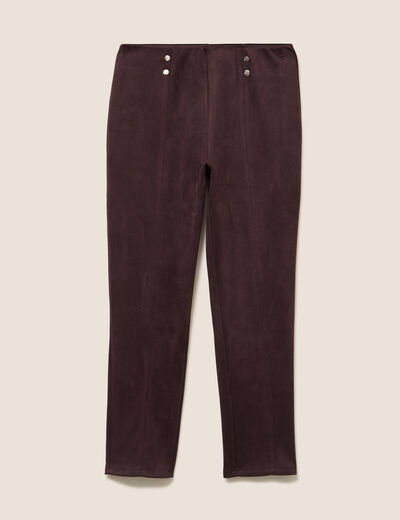 Legging 7/8&egrave;me taille haute aspect daim marron fonc&eacute; femme