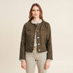 Veste en jean détails tressés vert olive femme