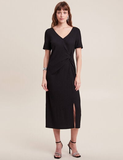 Robe midi moulante noir femme