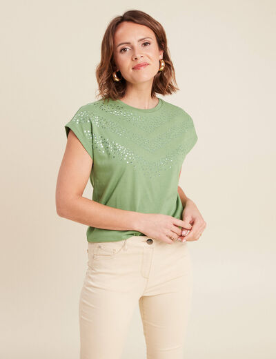 T-shirt manches courtes vert femme