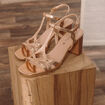 Sandales &agrave; talon rose clair femme