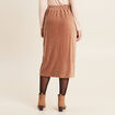 Jupe longue droite velours marron femme