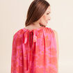 Robe ample courte sans manches doubl&eacute;e rose femme