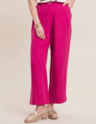 Pantalon large fluide rose fushia femme
