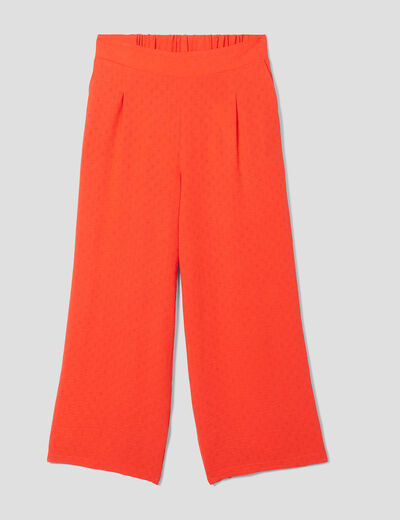 Pantalon large élastiqué orange femme