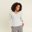 Pull col v manches longues &agrave; sequins gris clair femme