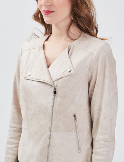 Veste droite zippée beige femme