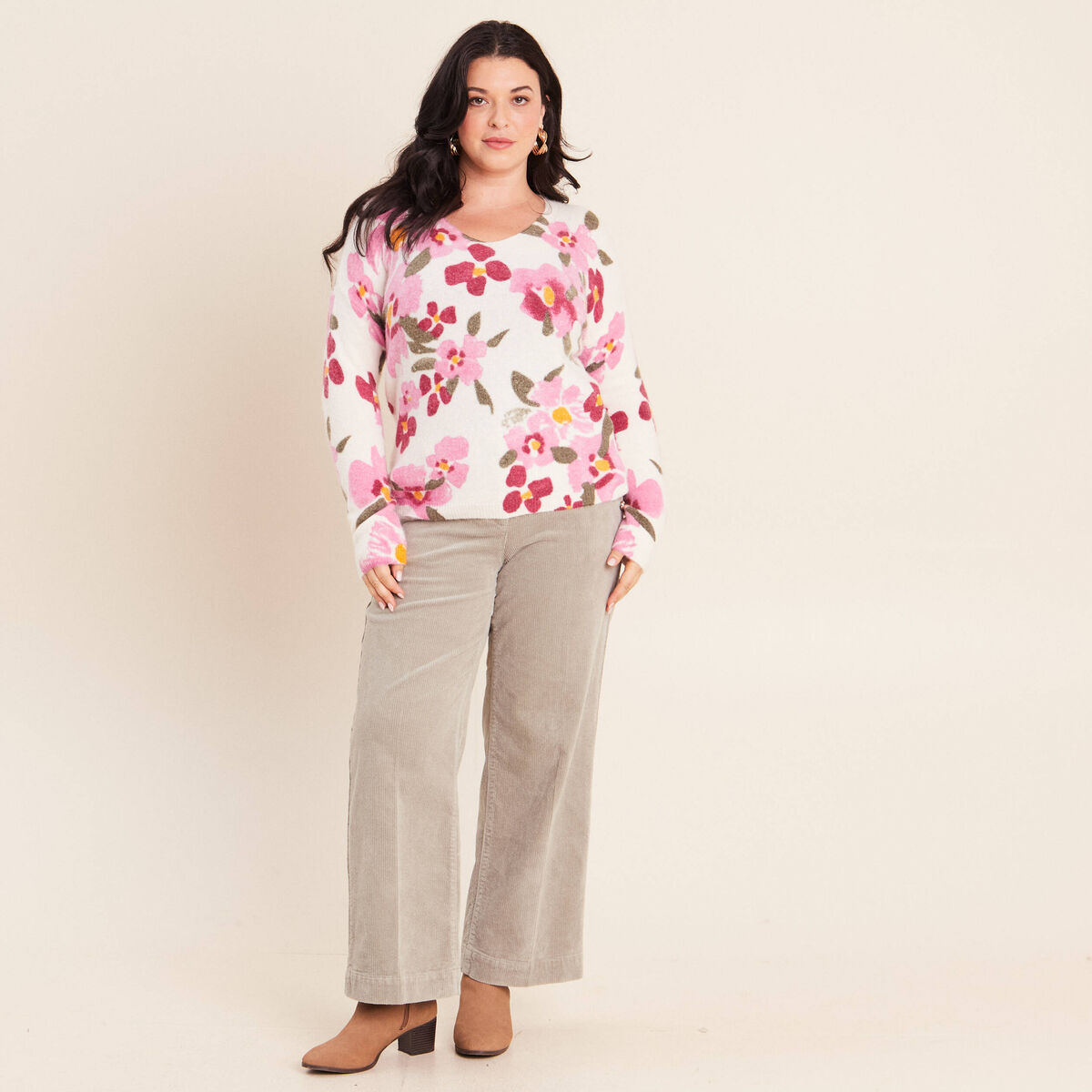 Pull manches longues multicolore femme