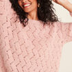 Pull manches longues ajouré vieux rose femme