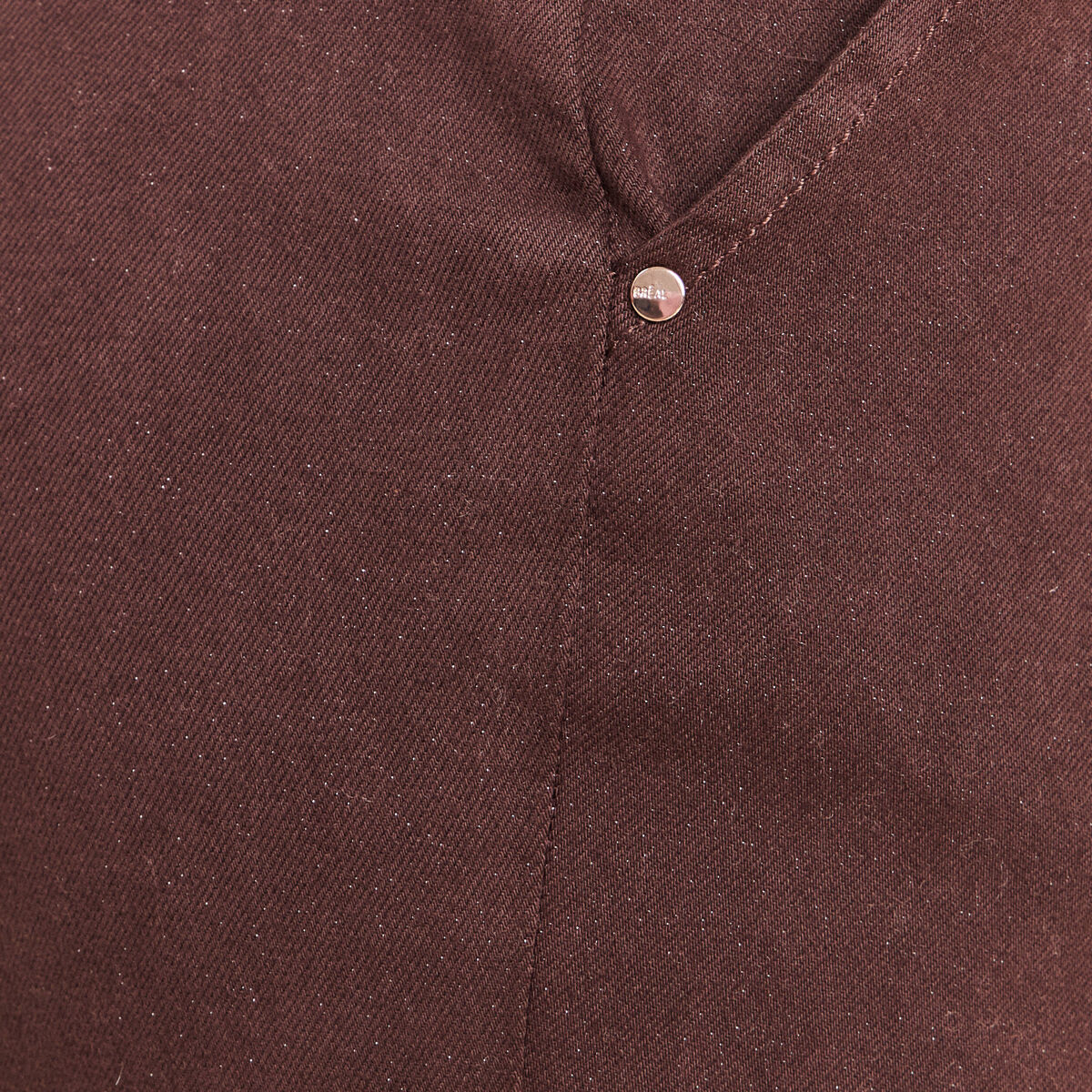 Jean large taille haute &agrave; paillettes marron fonc&eacute; femme
