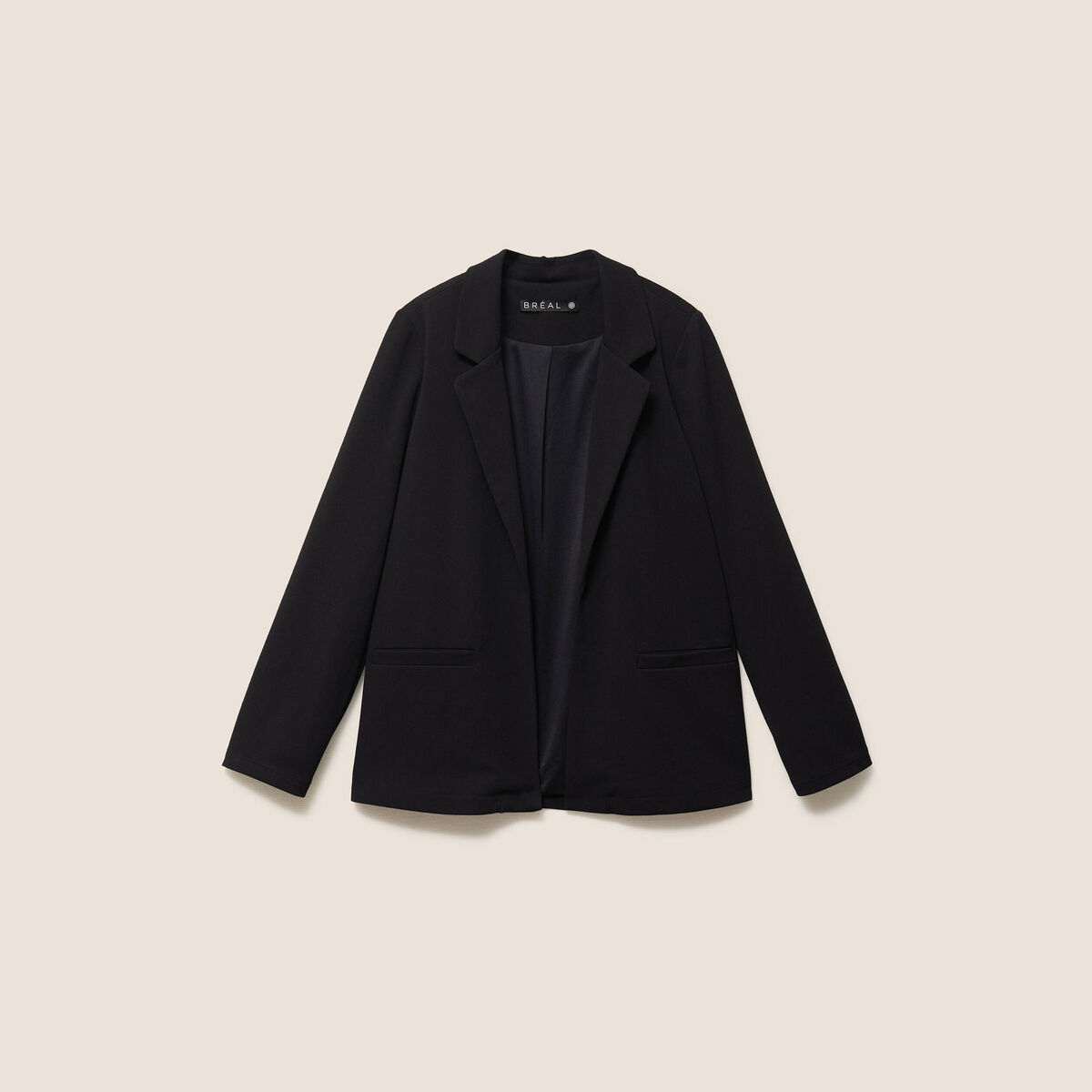 Blazer col tailleur doubl&eacute; noir femme