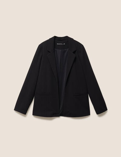 Blazer col tailleur doubl&eacute; noir femme