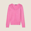 Pull manches longues col en V rose femme