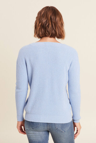 Pull manches longues bleu clair femme