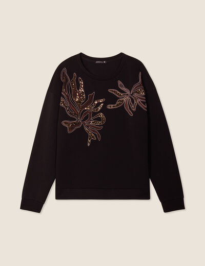 Sweat manches longues sequins noir femme