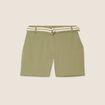 Short fluide taille basse vert kaki femme