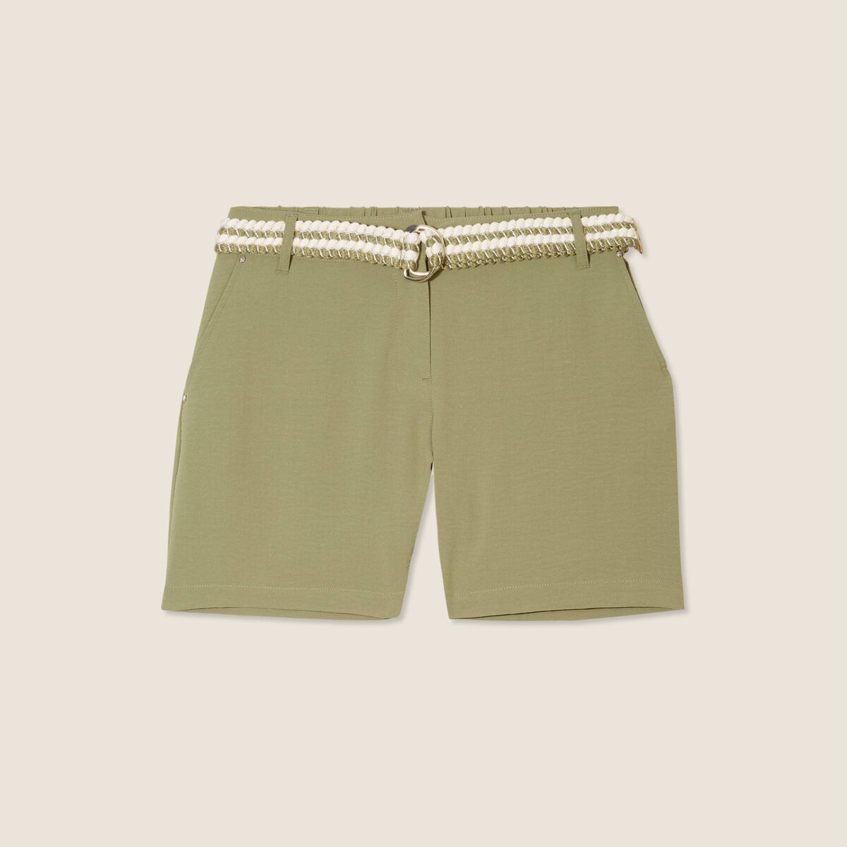 Short fluide taille basse vert kaki femme