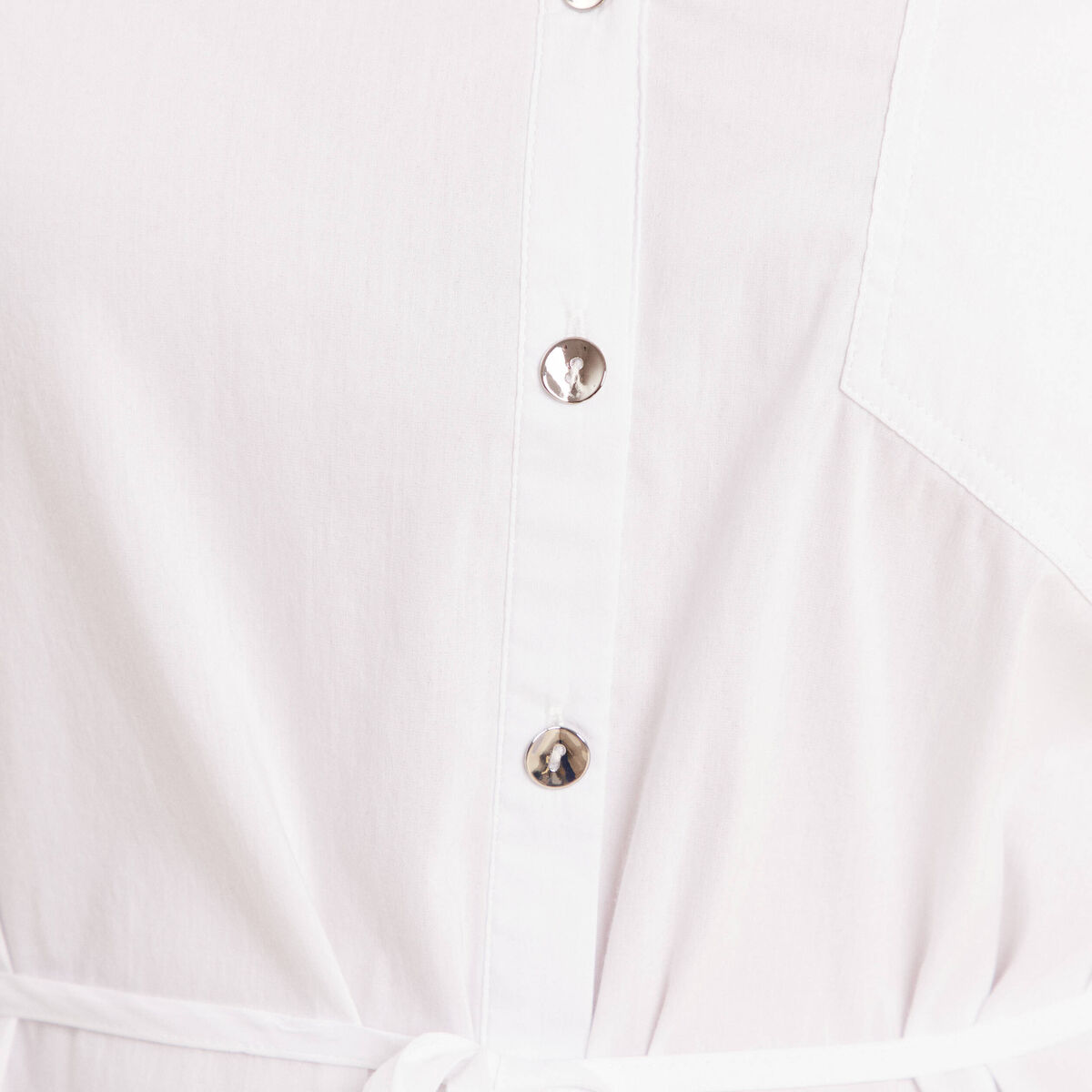 Tunique droite longue col chemise blanc femme