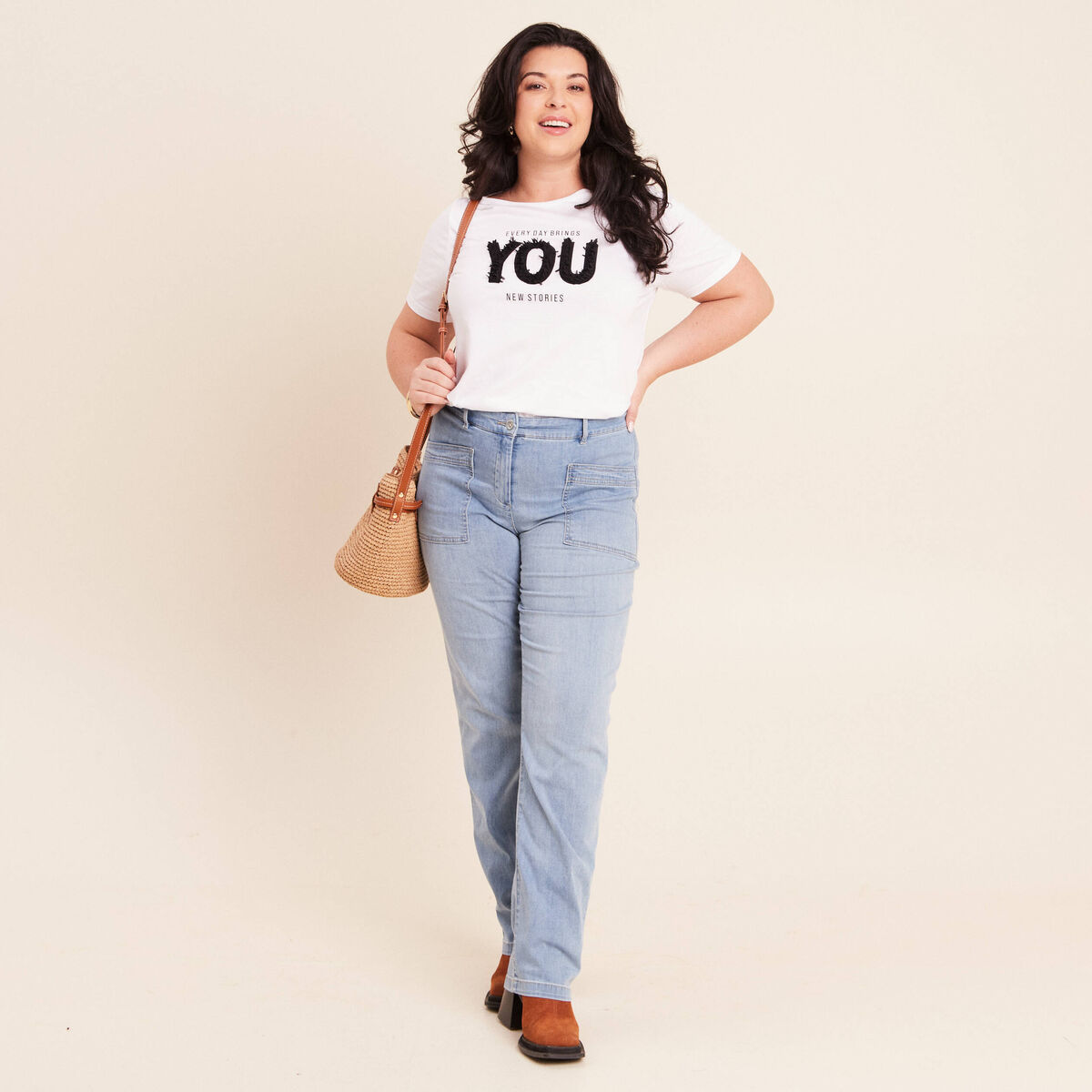 T-shirt col rond blanc femme