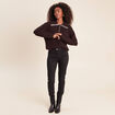 Pull droit manches longues marron fonc&eacute; femme