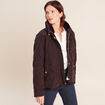 Doudoune ajust&eacute;e courte &agrave; capuche marron fonc&eacute; femme
