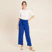 Pantalon flou droit 7/8&egrave;me bleu electrique femme