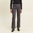 Pantalon bootcut taille bascul&eacute;e gris ardoise femme