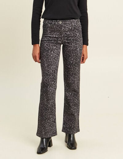 Pantalon bootcut taille bascul&eacute;e gris ardoise femme