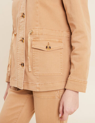 Veste boutonnée en jean marron clair femme