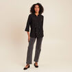 Tunique droite longue col chemise noir femme