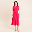 Robe &eacute;vas&eacute;e 3/4 sans manches ceinture rose fushia femme