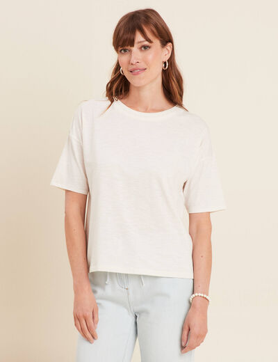 T-shirt manches courtes ecru femme
