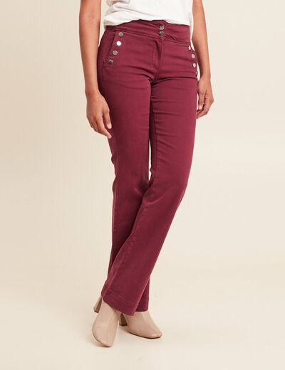 Pantalon coupe bootcut &agrave; pont bordeaux femme
