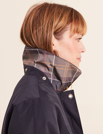 Parka &agrave; capuche doubl&eacute;e bleu fonc&eacute; femme