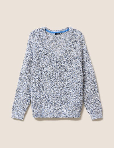 Pull col v bleu roi femme