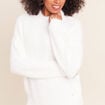 Pull col montant doux ecru femme