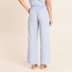 Pantalon large taille haute bleu femme