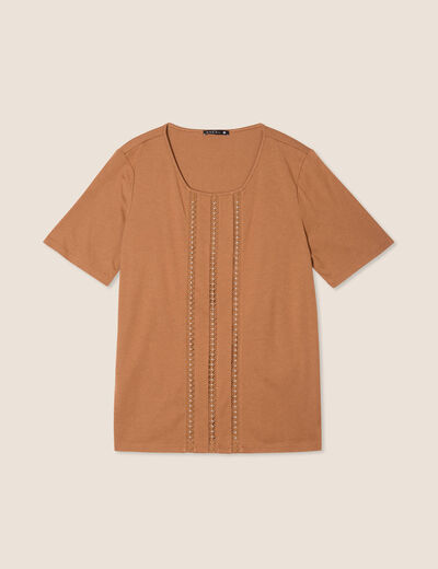 T-shirt manches courtes marron femme