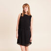 Robe pliss&eacute;e sans manches col rond noir femme