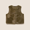 Gilet droit sans manches fausse fourrure vert kaki femme