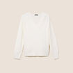 Pull col v manches longues ecru femme